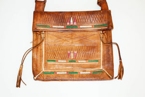 Antique African Tuareg Moroccan Shoulder Leather Bag 1960's Collectible