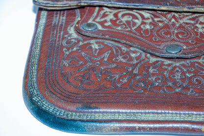 Antique Hand Tooled Leather Moroccan Bag Wall Decor