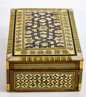 Middle Eastern Moorish Mother of Pearl Inlaid Marquetry Jewelry Box