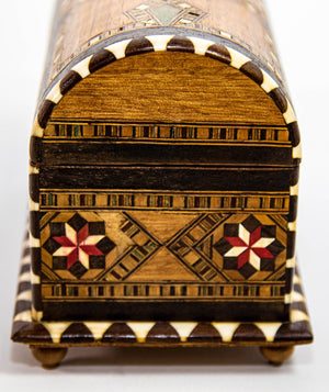 Moorish Spain Arch Top Wood Inaid Marquetry Jewelry Box