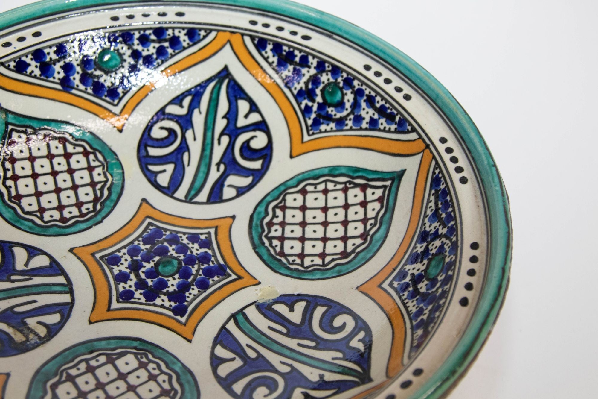 Moroccan Ceramic Bowl from Fez Antique from 1940's