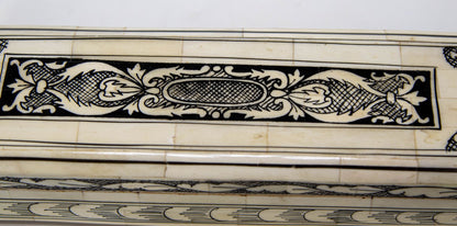 Moorish Islamic Mughal Raj Decorative Vizagapatam Carved Bone Jewelry Box India