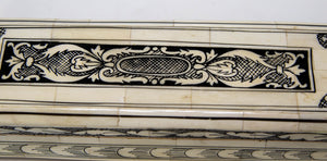 Moorish Islamic Mughal Raj Decorative Vizagapatam Carved Bone Jewelry Box India
