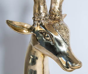 Large Brass Recumbent Deer Sculpture 1960s Hollywood Regency Style