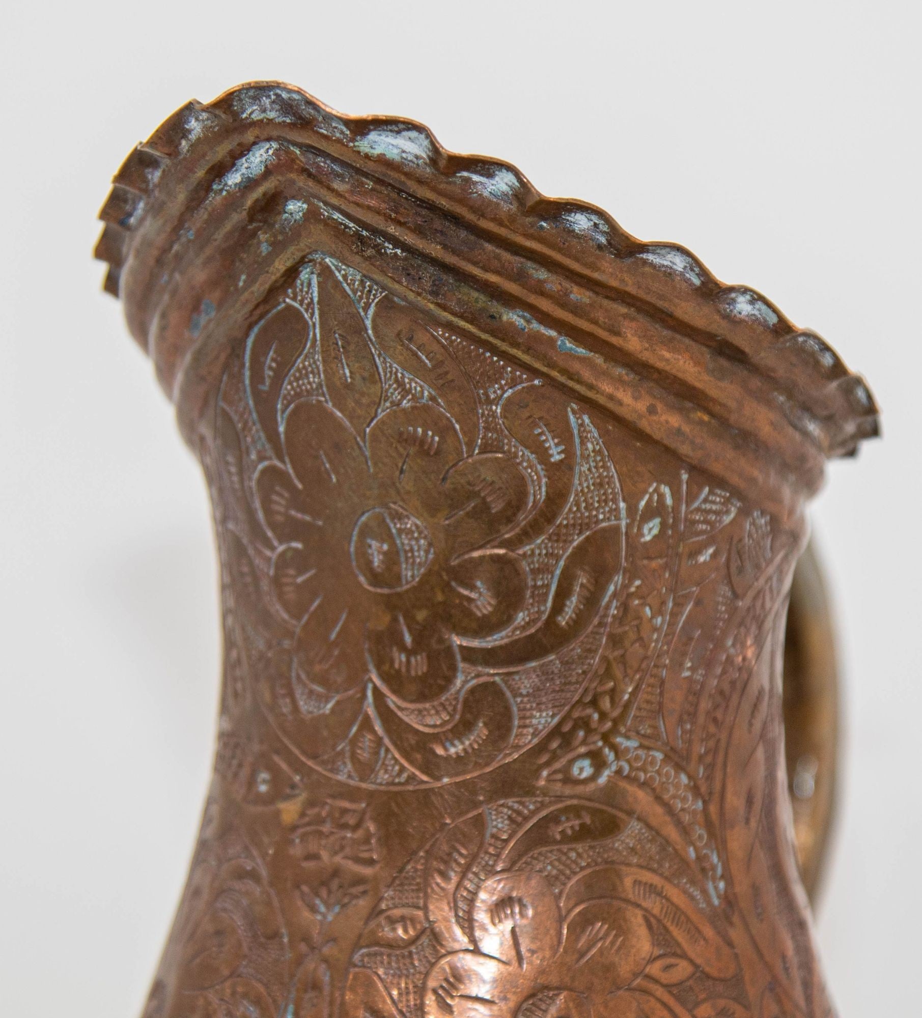 Islamic Persian Copper Pitcher Antique 19th Century Middle Eastern Ewer