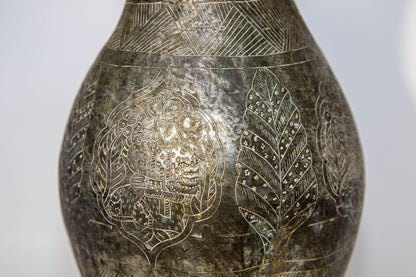 19th Century Persian Qajar Engraved Tinned Copper Ewer Pitcher