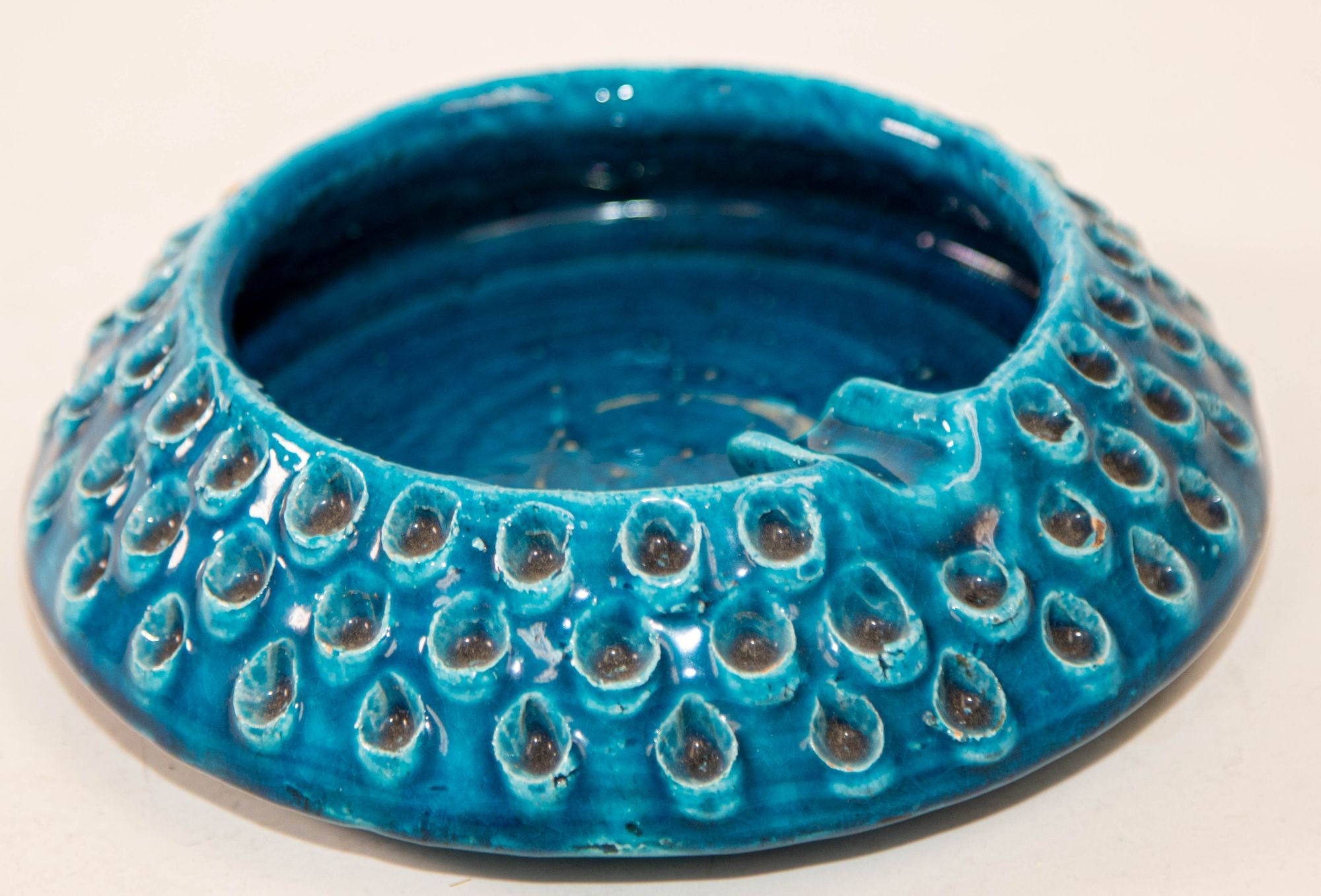 Aldo Londi for Bitossi Remini Blue Ceramic Ashtray Handcrafted in