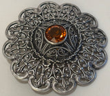 Ottoman Style Turkish Silver Brooch or Veil Pin with Moorish Filigree Lace