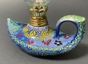 Aladdin Stylish Handmade Blue Ceramic Turkish Oil Lamp