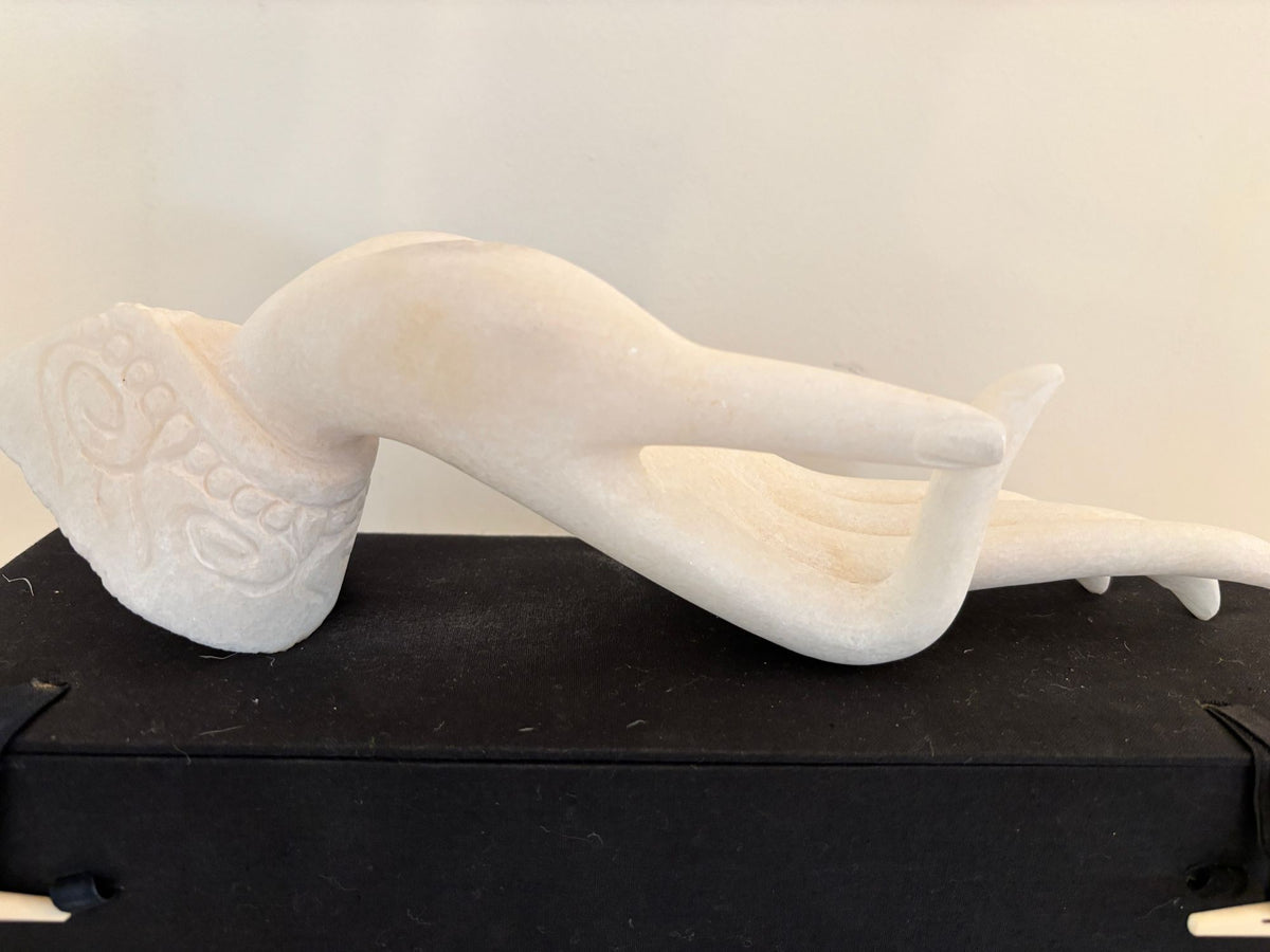 Vintage Alabaster Gyan Mudra Buddha Meditation Hand Sculpture in Box