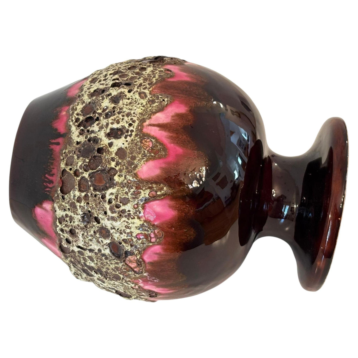 Vallauris Large Ceramic Fat Lava Footed Vase 1950s Charles Cart Style — France