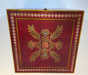 Moroccan Hand Painted Decorative Storage Trunk Chest Side Table