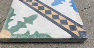 Moroccan Hand-Painted Cement Tile with Traditional Fez Design