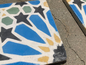Moroccan Encaustic Cement Tile with Moorish Fez Design