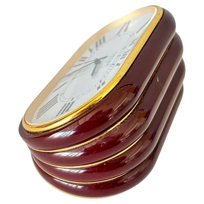 Cartier Paris Accordion Clock with Date and White Roman Numeral Dial Circa 1980 — detail view 5