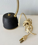 Mid-Century Modern Brass Gooseneck Desk Lamp, Black & Gold, USA, circa 1950s