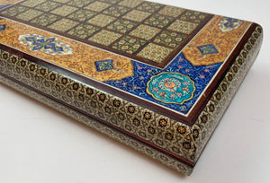 Moorish Persian Inlaid Micro Mosaic Backgammon and Chess Board