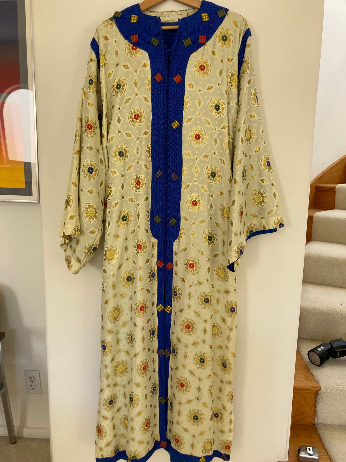 Vintage Moroccan Caftan in Royal Blue And Gold