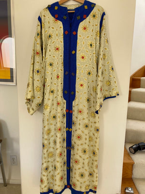 Vintage Moroccan Caftan in Royal Blue And Gold