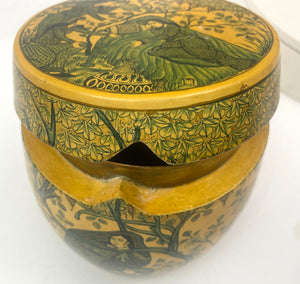 Islamic Kashmir Hand Painted Paper Mache Tea Caddy Storage Box 1950s