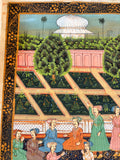 Mughal Court Scene on Silk After a 19th Century Indo-Persian Palace Painting