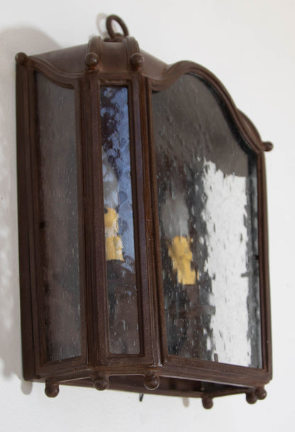 Iron Wall Lantern Antique Rust with Glass 1 of 6 for Outdoor European Style