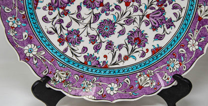 Turkish Kütahya Pottery Hand Painted Wall Hanging Plate with Iznik Pattern 1950s — additional view 7
