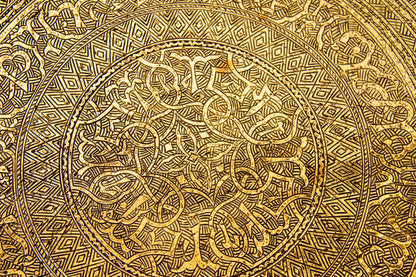 Moorish Islamic Brass Tray Table, Handcrafted in Spain, 1920s Design