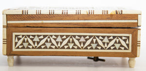 Vintage Spanish Inlaid Marquetry Decorative Music Box Inlaid with White Bone