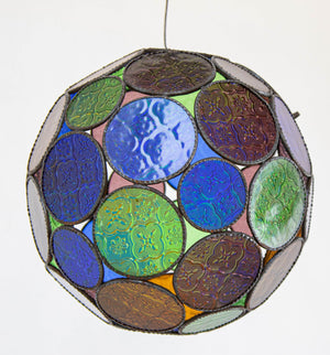 Vintage Large Moroccan Moorish Multi-Color Glass Orb Lantern