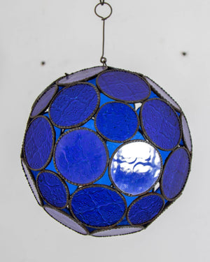 Vintage Moroccan Royal Blue Moorish Glass Orb Glass Lantern