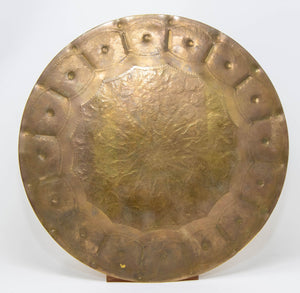 Moroccan Brass Tray Vintage Moorish Islamic Metalwork 12 in. Diameter 1950s