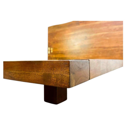American Organic Modern Live-Edge Queen Platform Bed with Brass Inlays — detail view 7
