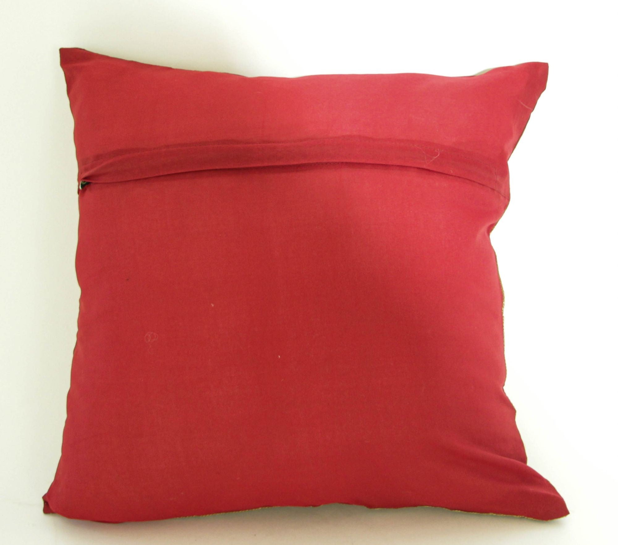 Decorative Silk Throw Pillow with Elephants and Peacocks India