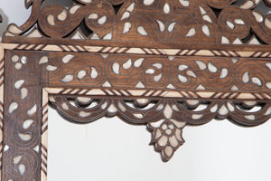 Damascene Moorish Bone Inlaid Mirrors With Floral Motif 52" H. A Pair