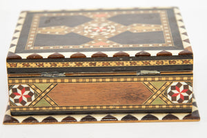 Moorish Wood Box Islamic Marquetry Mosaic Art Granada Spain Khatam Decor 1940s