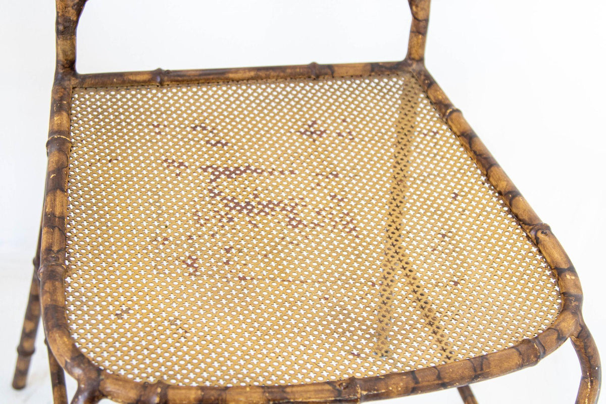 Italian Gilt Metal Faux Bamboo Dining Chairs 1950s Set of 4 — Italy
