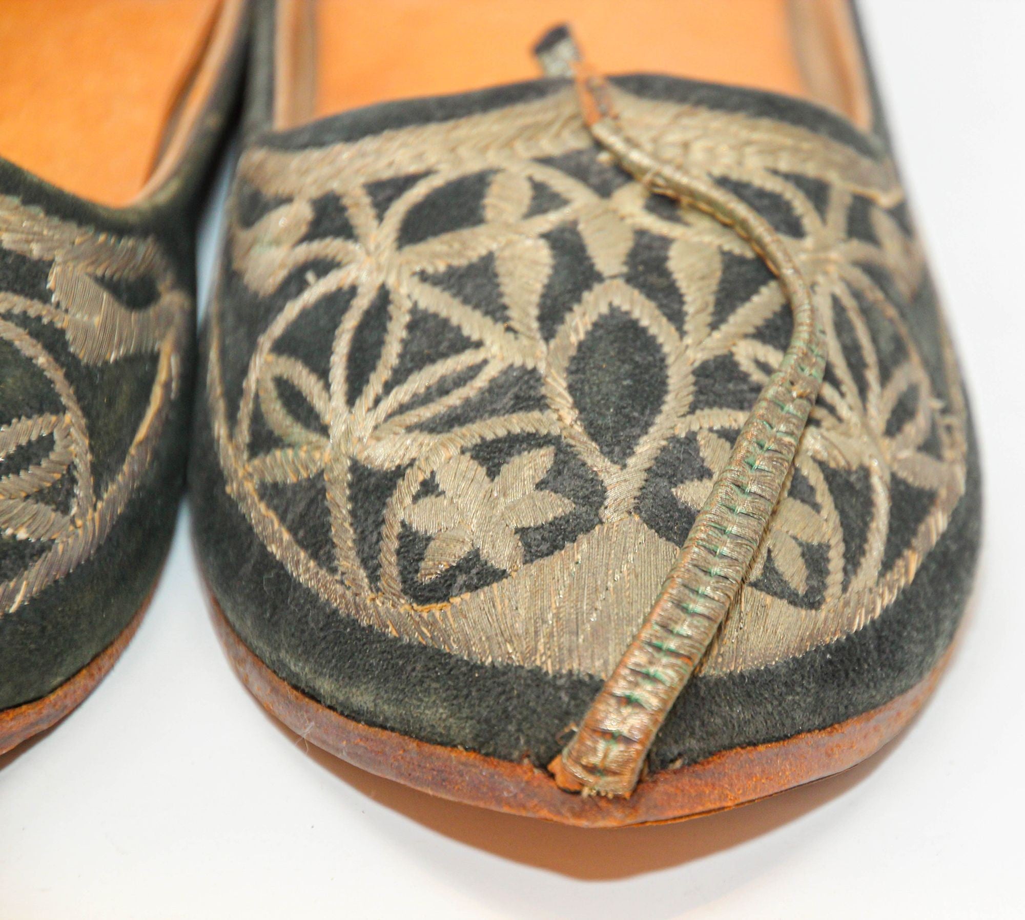 Moorish Mughal style Curled Toe Black Leather Shoes from Tony Duquette Estate