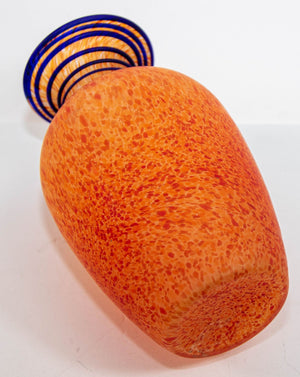 Orange Italian Blown Art Glass Murano Vase Frosted Glass