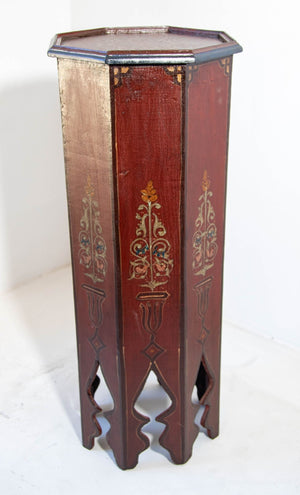Moroccan Pedestal Table in Moorish Hand Painted Design Octagonal Shape 1960s