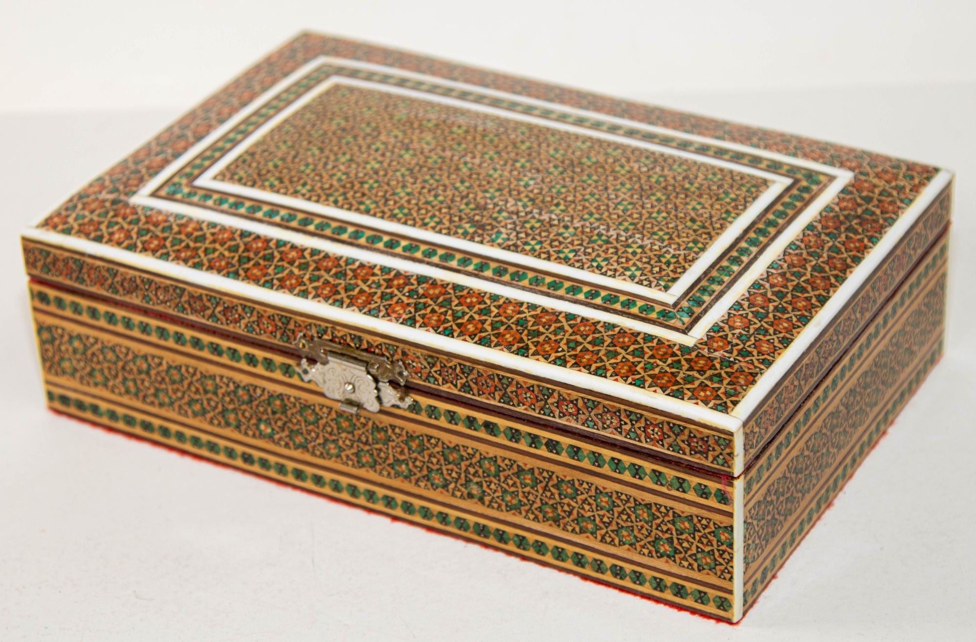 Middle Eastern Persian Micro Mosaic Khatam Inlaid Jewelry Box