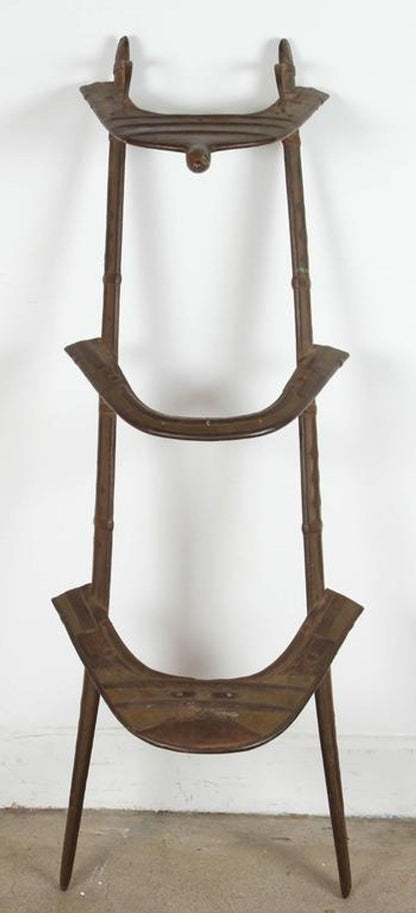 Wood and Brass Antique 19th Century Middle Eastern Camel Seat Saddle