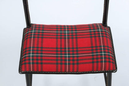 Jacques Adnet Valet Leather Wrapped with Original Tartan Plaid