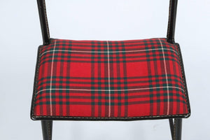 Jacques Adnet For Hermes French Valet Leather Wrapped with Original Tartan Plaid