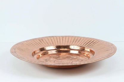 Vintage Asian Hand-Hammered Copper Elephant Tray or Wall Plaque Bowl 1940s