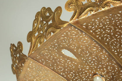 Large Moroccan Moorish Pierced Brass Pasha Chandelier, Alberto Pinto Style