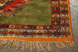 Vintage Moroccan Beni Mguild Berber Green and Orange Rug 1960s