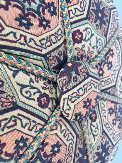 Moroccan Pouf Upholstered in Moorish Textile Fabric Stool