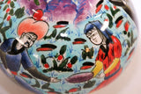 Turkish Ottoman Scene Polychrome Hand Painted Ceramic Vase Kutahya