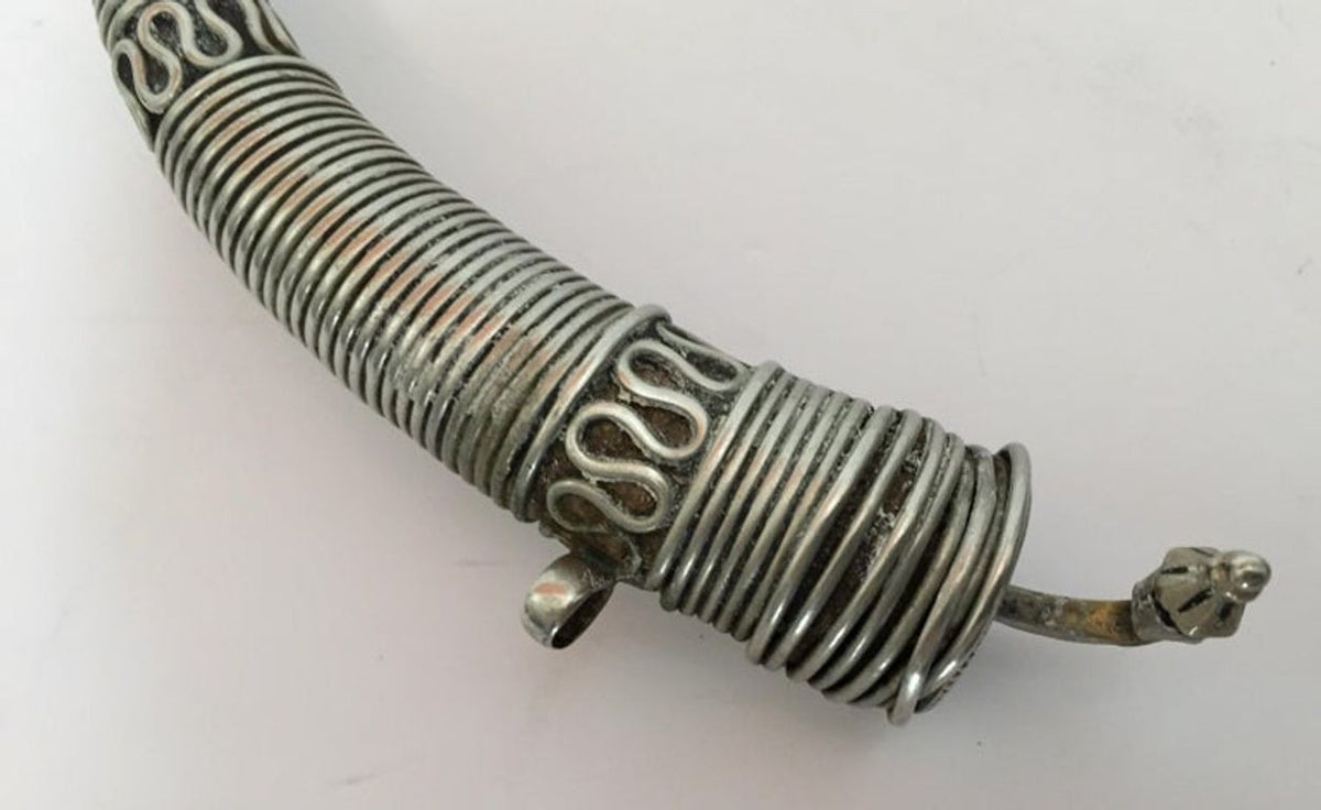 Traditional Silver Torque Necklace Chocker from Rajasthan India